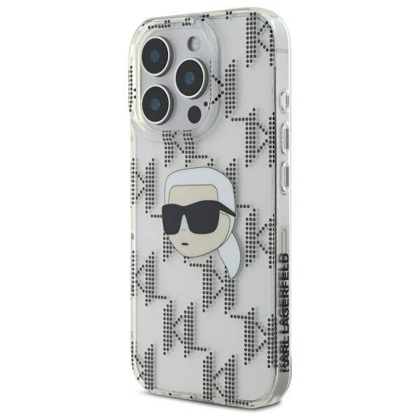 Tok Apple iPhone 16 Pro-hoz, Karl Lagerfeld, IML Luxury Electroplated Karl's Head, Átlátszó