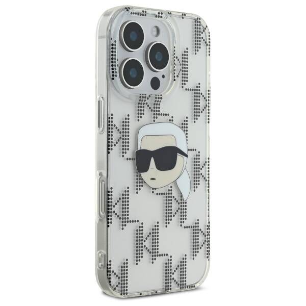 Tok Apple iPhone 16 Pro-hoz, Karl Lagerfeld, IML Luxury Electroplated Karl's Head, Átlátszó
