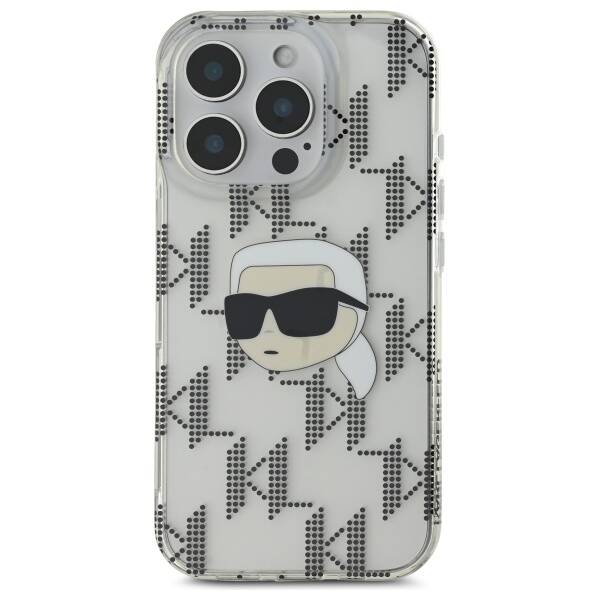 Tok Apple iPhone 16 Pro-hoz, Karl Lagerfeld, IML Luxury Electroplated Karl's Head, Átlátszó