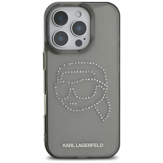 Case for Apple iPhone 16 Pro, Karl Lagerfeld, IML Rhinestones Karl's Head, Black
