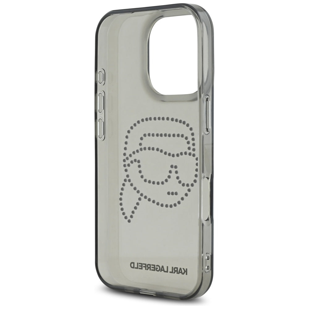 Tok Apple iPhone 16 Pro-hoz, Karl Lagerfeld, IML Rhinestones Karl's Head, Fekete