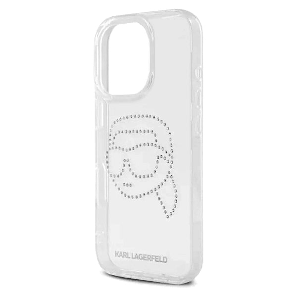 Tok Apple iPhone 16 Pro-hoz, Karl Lagerfeld, IML Rhinestones Karl's Head, Átlátszó