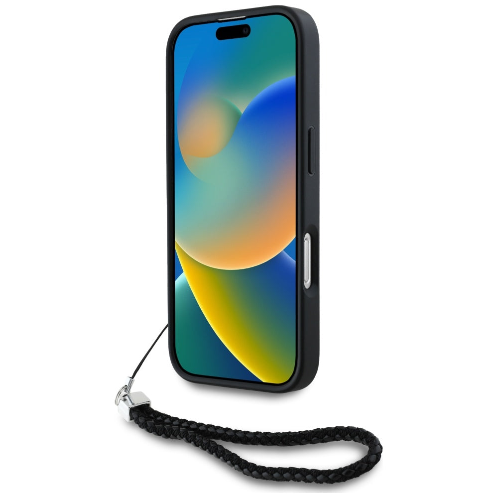 Tok Apple iPhone 16 Pro-hoz, Karl Lagerfeld, Steppelt Kezdőbetűs Logó & Lánchámos Pánt, Fekete