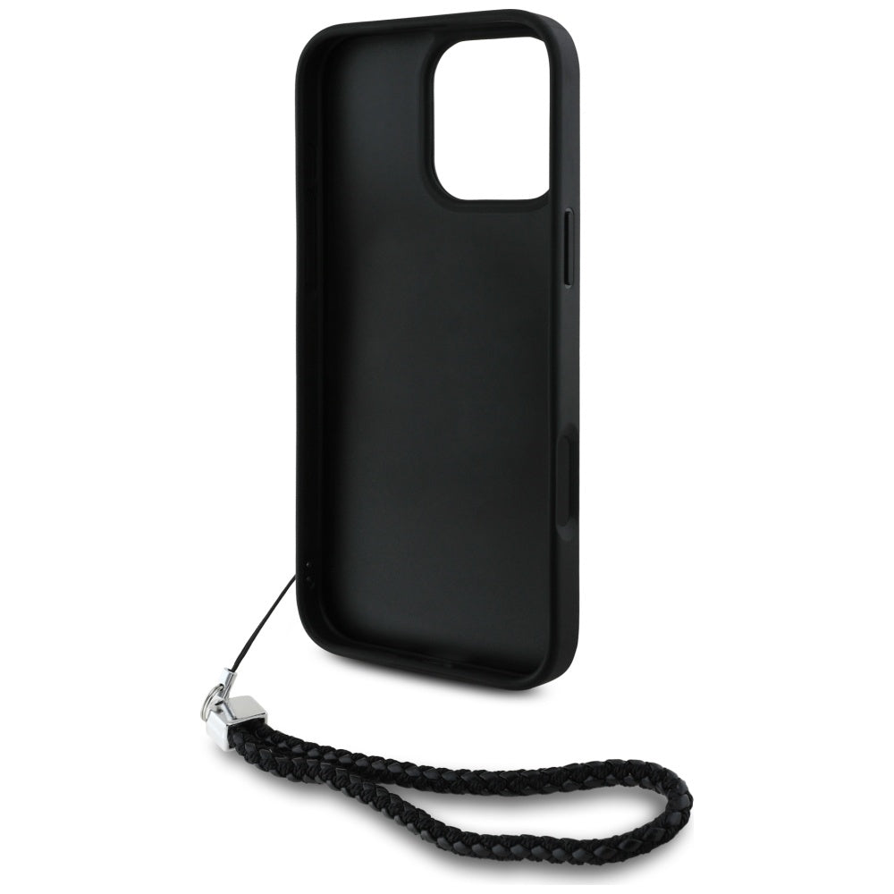Tok Apple iPhone 16 Pro-hoz, Karl Lagerfeld, Steppelt Kezdőbetűs Logó & Lánchámos Pánt, Fekete