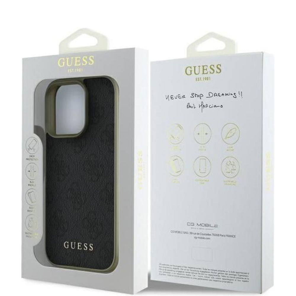 Case for Apple iPhone 16 Pro Max, Guess, 4G Charm, Black
