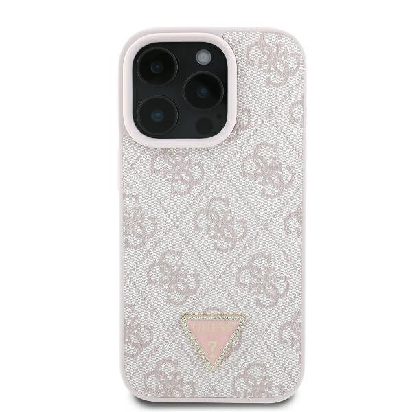Tok a Apple iPhone 16 Pro Max-hoz, Guess, Crossbody 4G Triangle Strass, Rózsaszín.