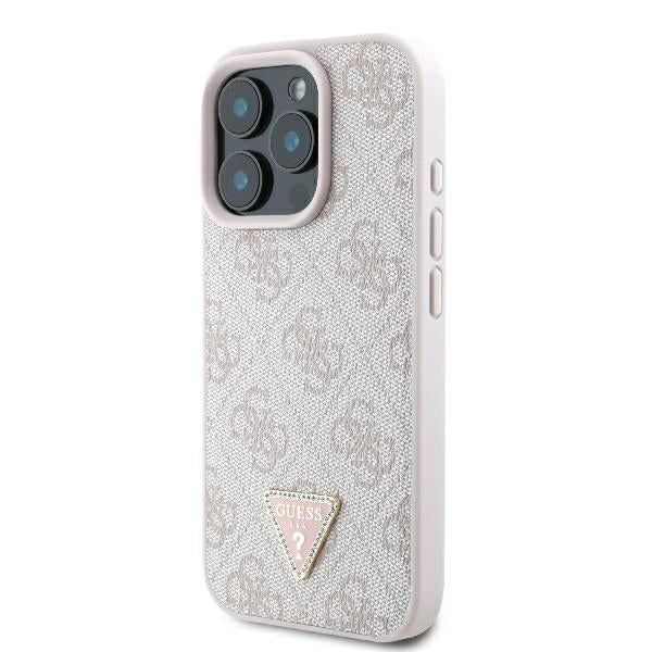 Tok a Apple iPhone 16 Pro Max-hoz, Guess, Crossbody 4G Triangle Strass, Rózsaszín.