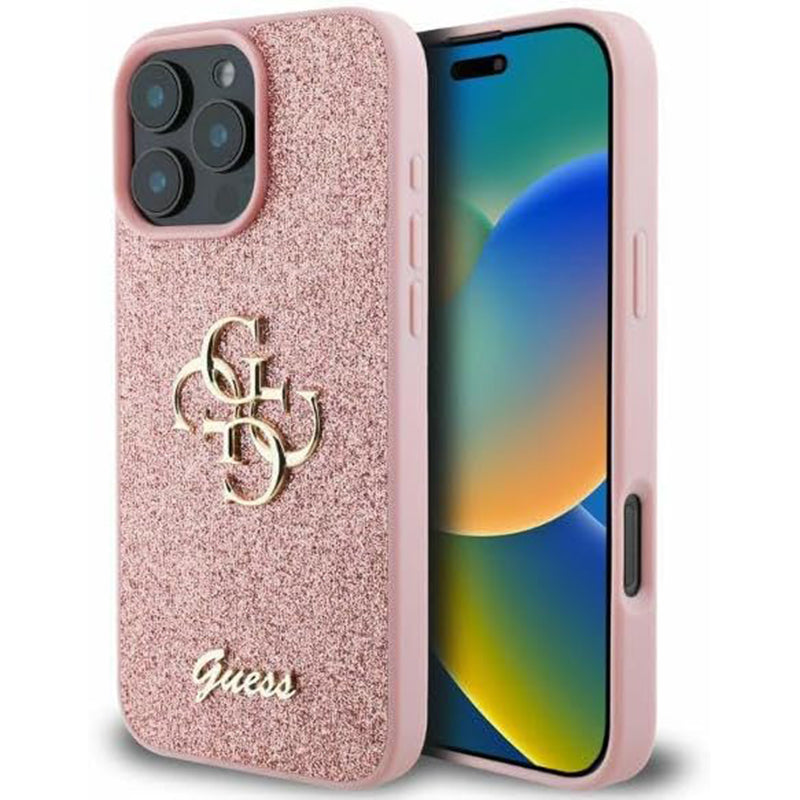 Tok Apple iPhone 16 Pro Max-hoz, Guess, Fixed Glitter Big 4G, Rózsaszín