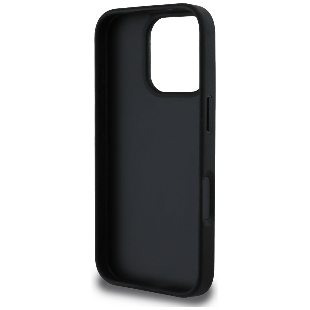 Case for Apple iPhone 16 Pro Max, Guess, Grained Big 4G Logo Small Classic Logo, Black