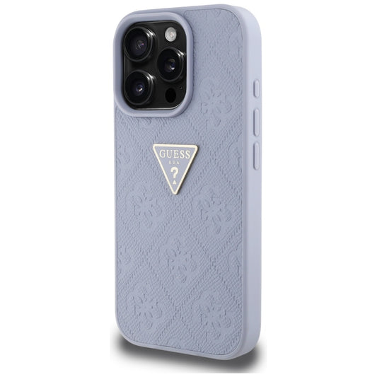 Tok a Apple iPhone 16 Pro Max-hoz, Guess, Hot Stamp 4G Pattern Triangle Logo, Világoslila