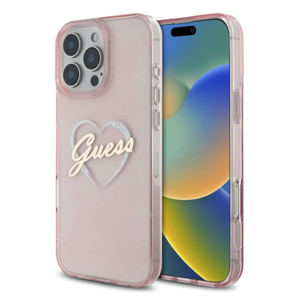 Tok Apple iPhone 16 Pro Max-hoz, Guess, IML Heart, Rózsaszín