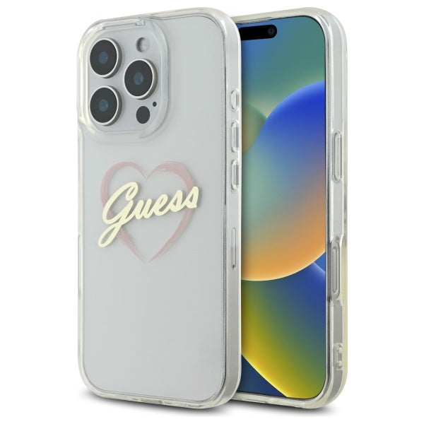 Tok Apple iPhone 16 Pro Max-hoz, Guess, IML Heart, Átlátszó