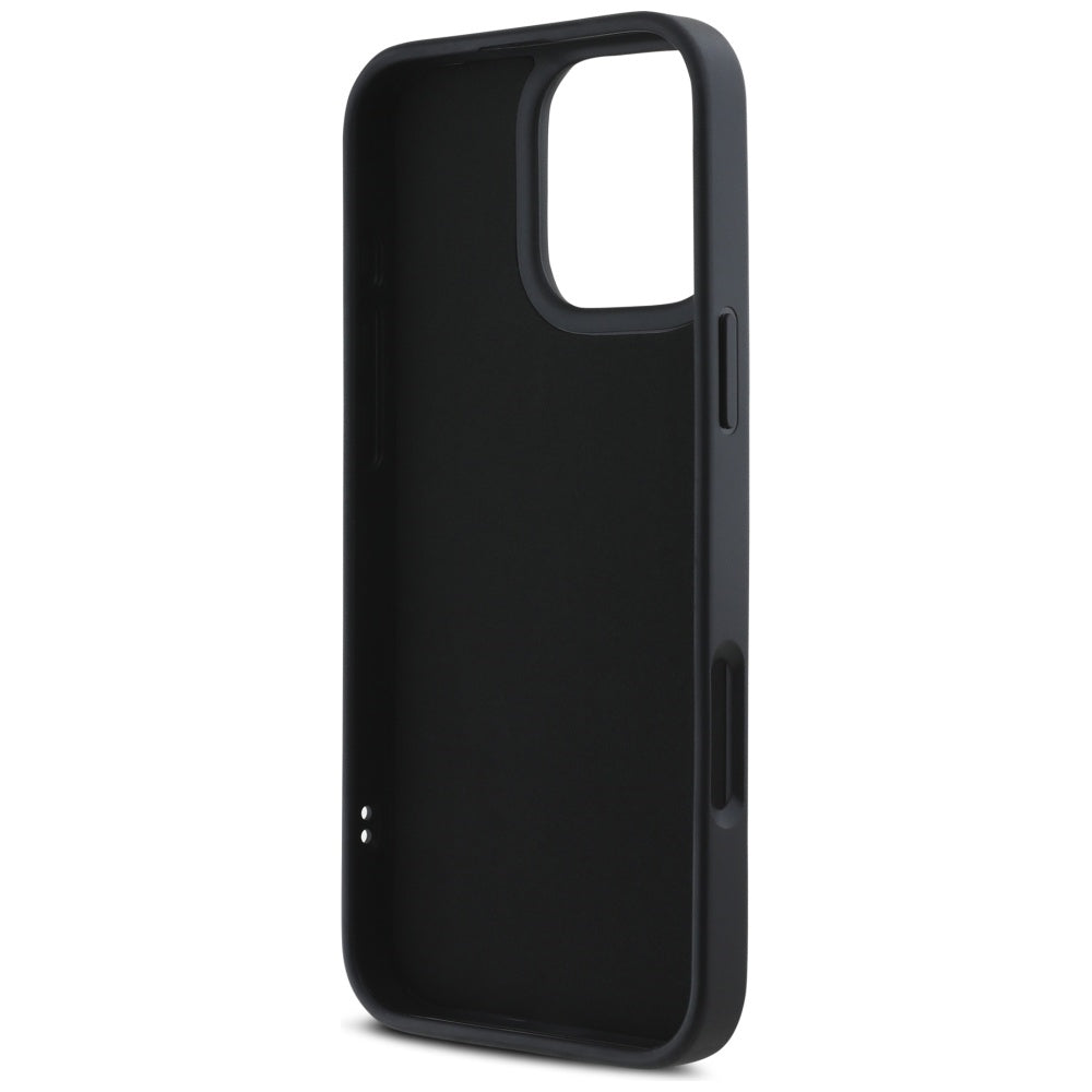 Tok a Apple iPhone 16 Pro Max-hoz, Karl Lagerfeld, 3D Rubber Elongated Gliiter Logo, Fekete