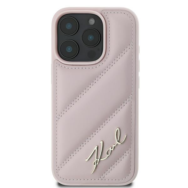 Tok a Apple iPhone 16 Pro Max-hoz, Karl Lagerfeld, Diagonal Quilted Script, Rózsaszín
