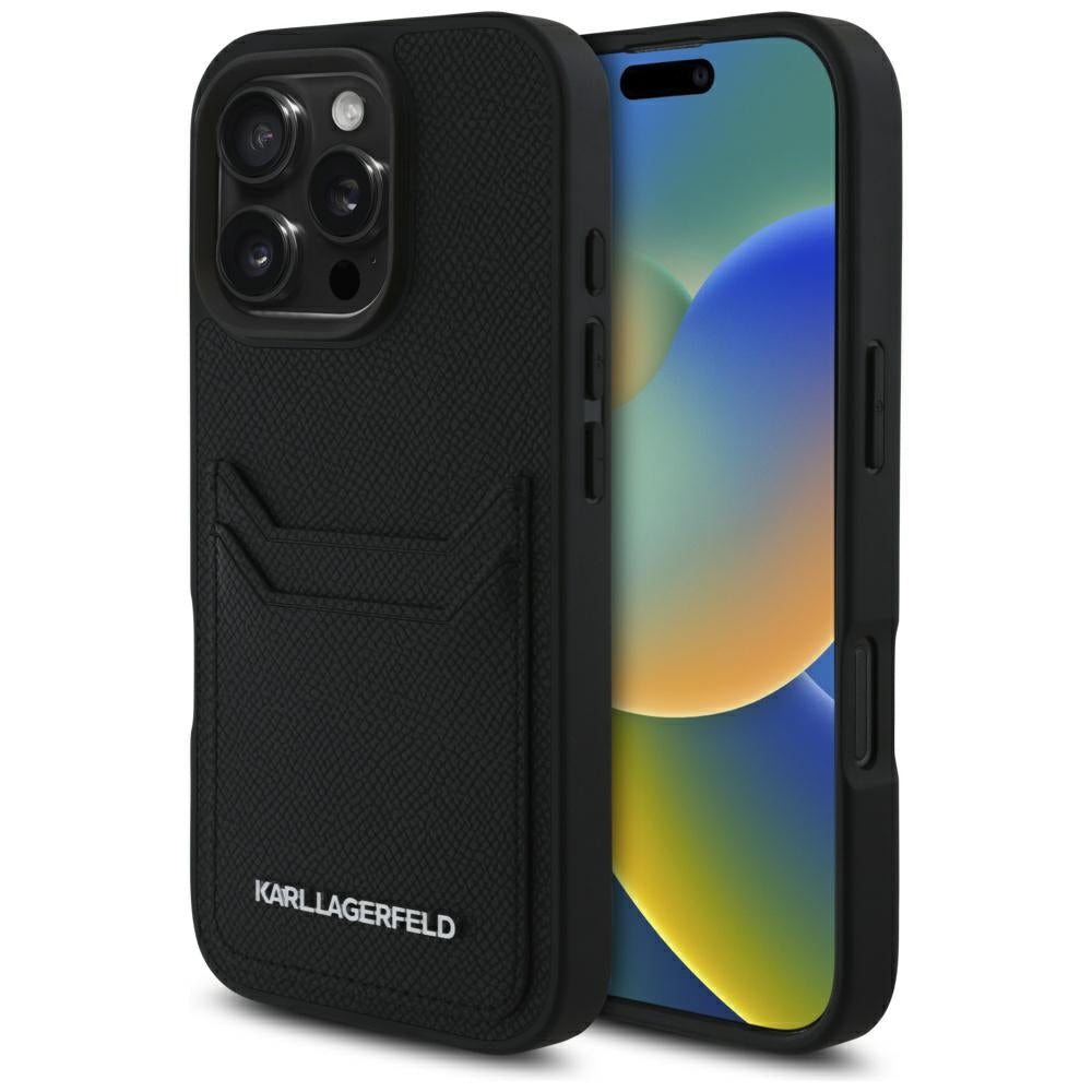 Tok Apple iPhone 16 Pro Max-hoz, Karl Lagerfeld, Grained Cardslots, Fekete