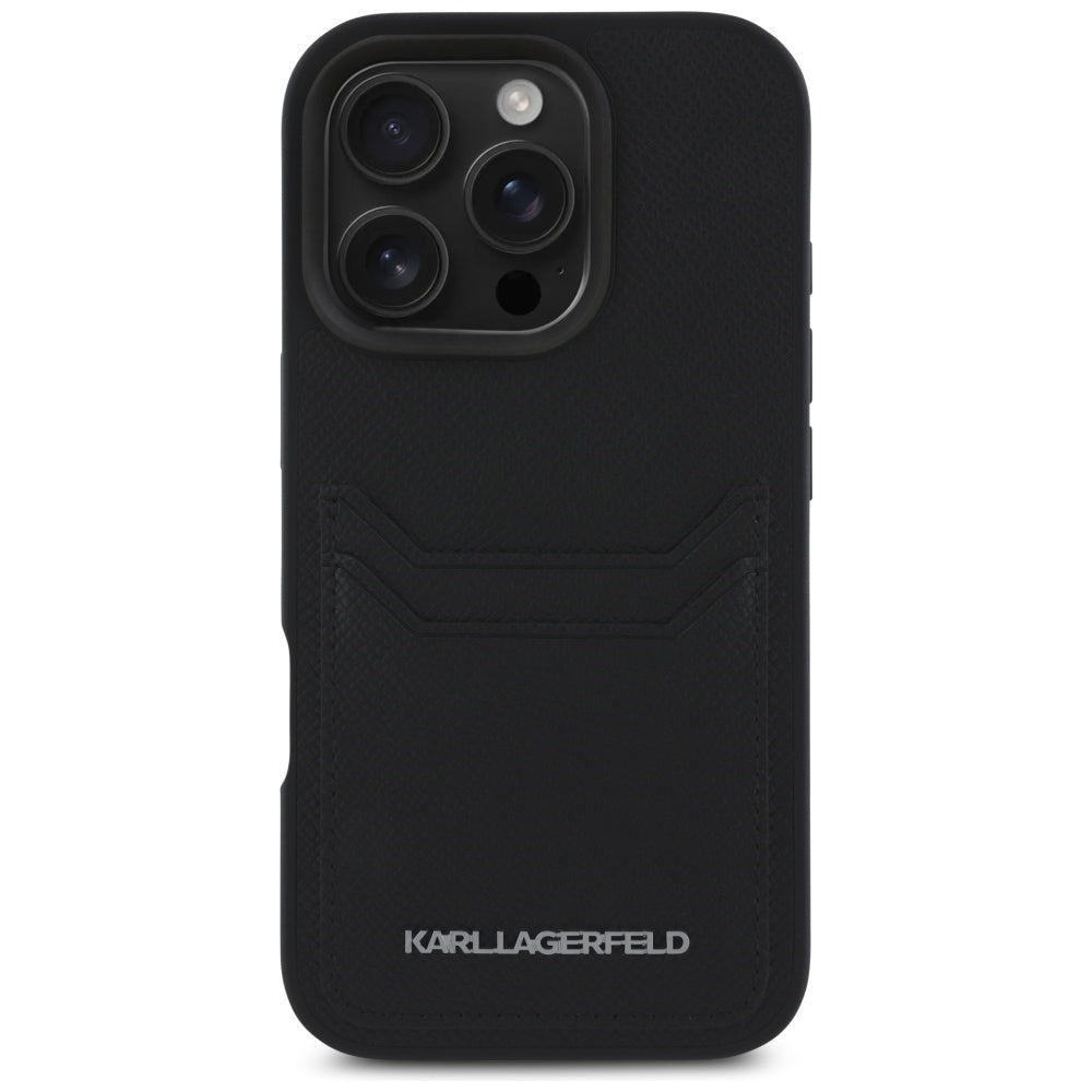 Tok Apple iPhone 16 Pro Max-hoz, Karl Lagerfeld, Grained Cardslots, Fekete