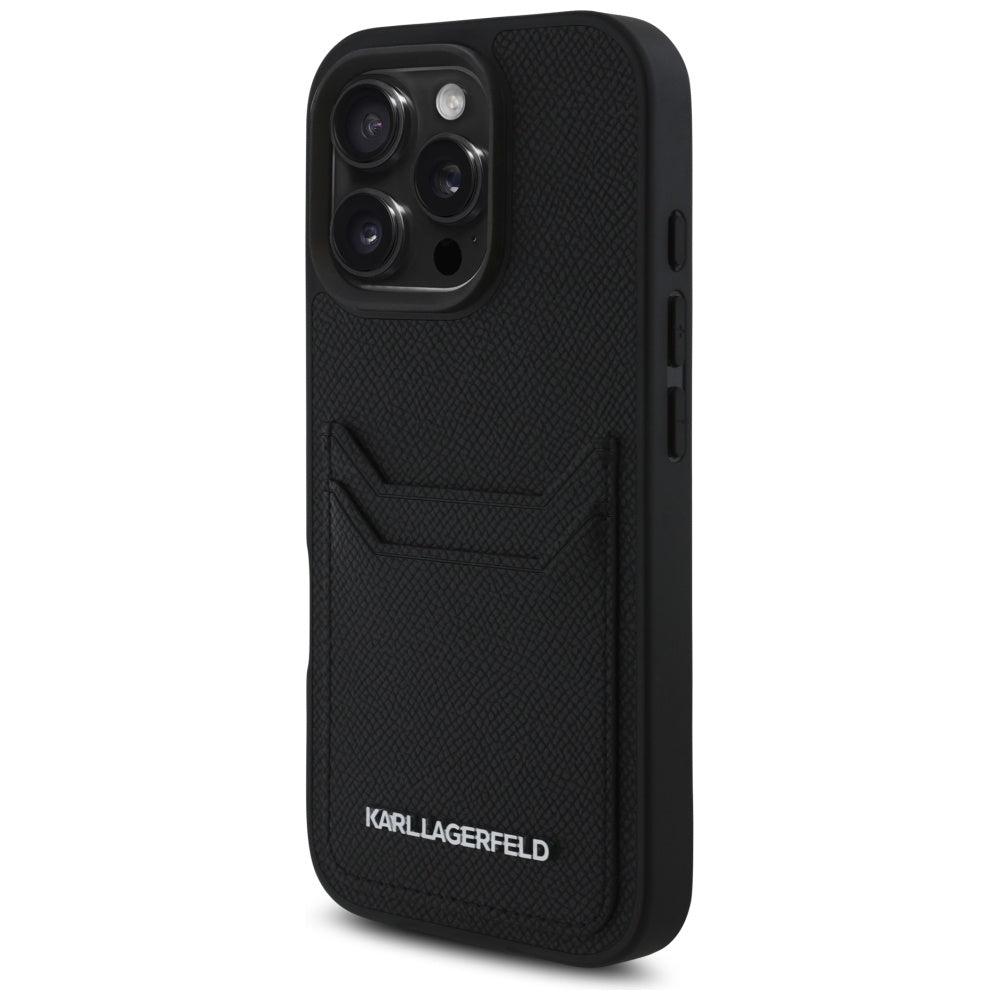 Tok Apple iPhone 16 Pro Max-hoz, Karl Lagerfeld, Grained Cardslots, Fekete