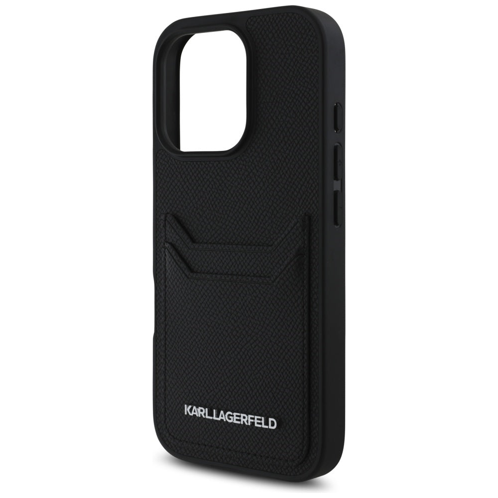 Tok Apple iPhone 16 Pro Max-hoz, Karl Lagerfeld, Grained Cardslots, Fekete