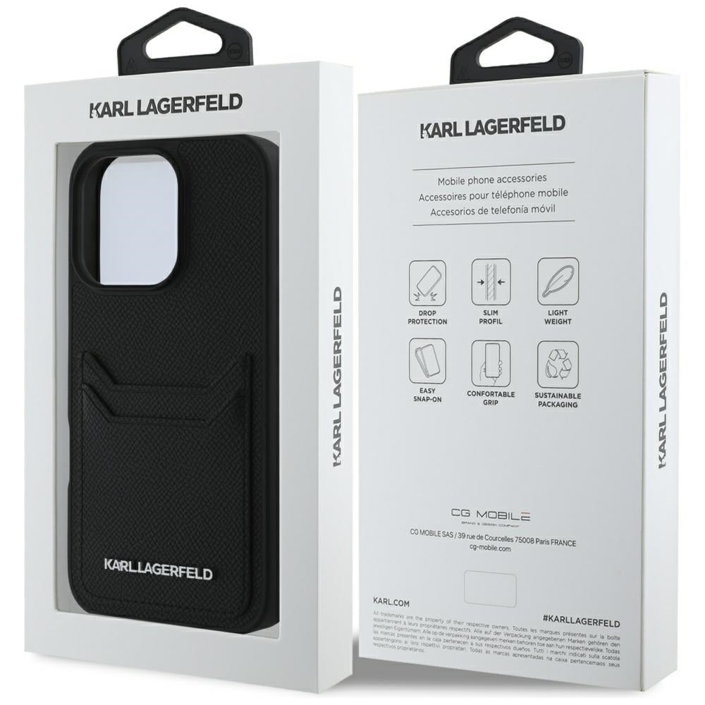 Tok Apple iPhone 16 Pro Max-hoz, Karl Lagerfeld, Grained Cardslots, Fekete