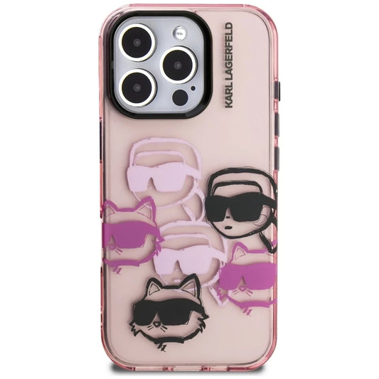 Tok Apple iPhone 16 Pro Max-hoz, Karl Lagerfeld, IML Luxury Multi Head Pattern, Rózsaszín
