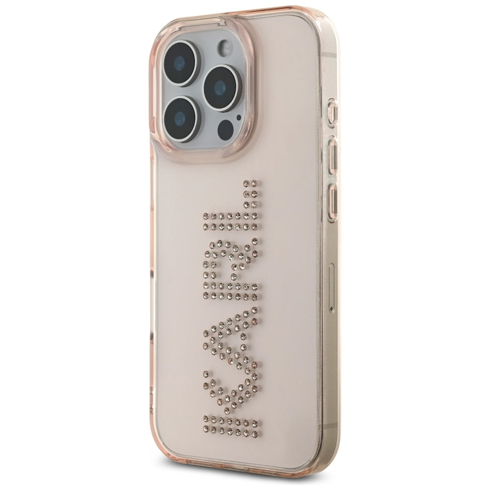 Tok a Apple iPhone 16 Pro Max-hoz, Karl Lagerfeld, IML Rhinestones Pink Logo, Rózsaszín