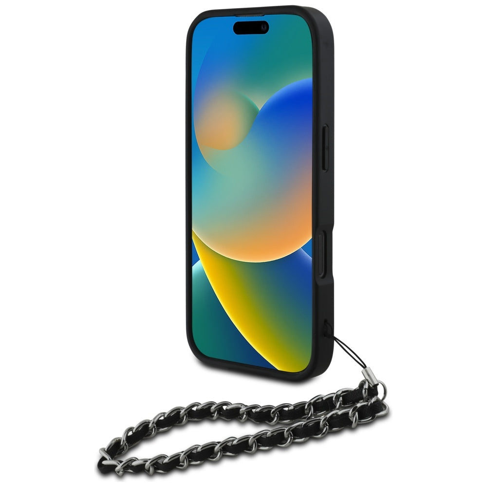 Tok Apple iPhone 16 Pro Max-hoz, Karl Lagerfeld, Saffiano Crystals & Charm, Fekete