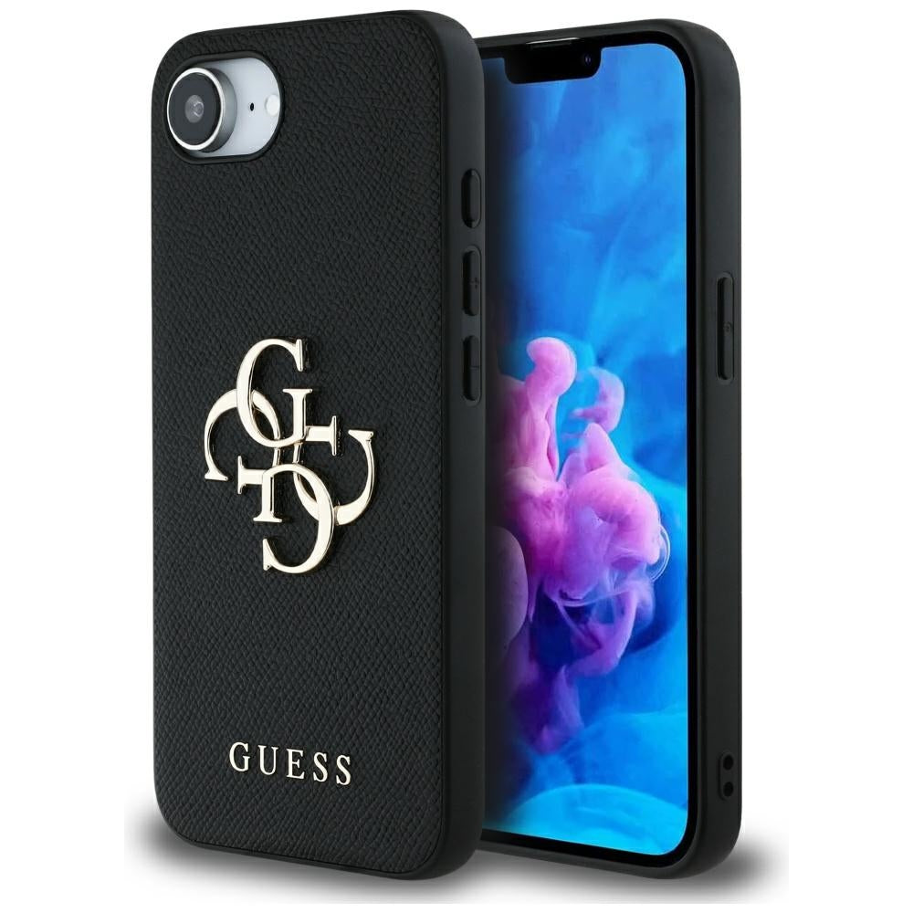 Case for Apple iPhone 17e / 16e, Guess, 4G Grained Big and Classic Logo, Black