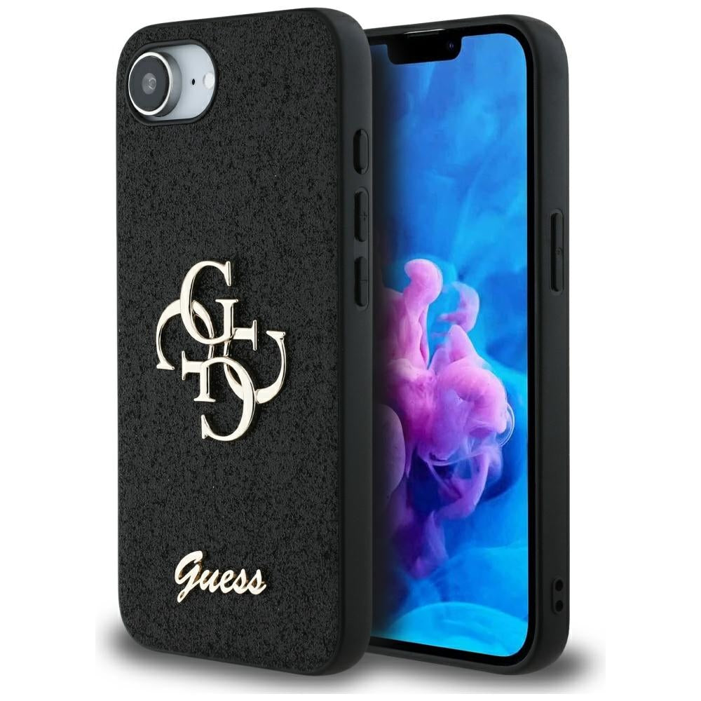 Tok Apple iPhone 17e / 16e készülékhez, Guess, Fixed Glitter Big 4G, Fekete