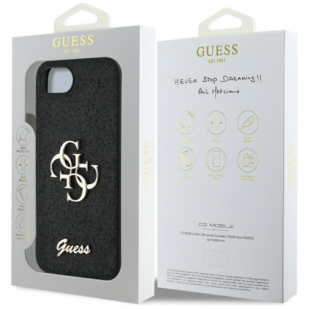 Tok Apple iPhone 17e / 16e készülékhez, Guess, Fixed Glitter Big 4G, Fekete