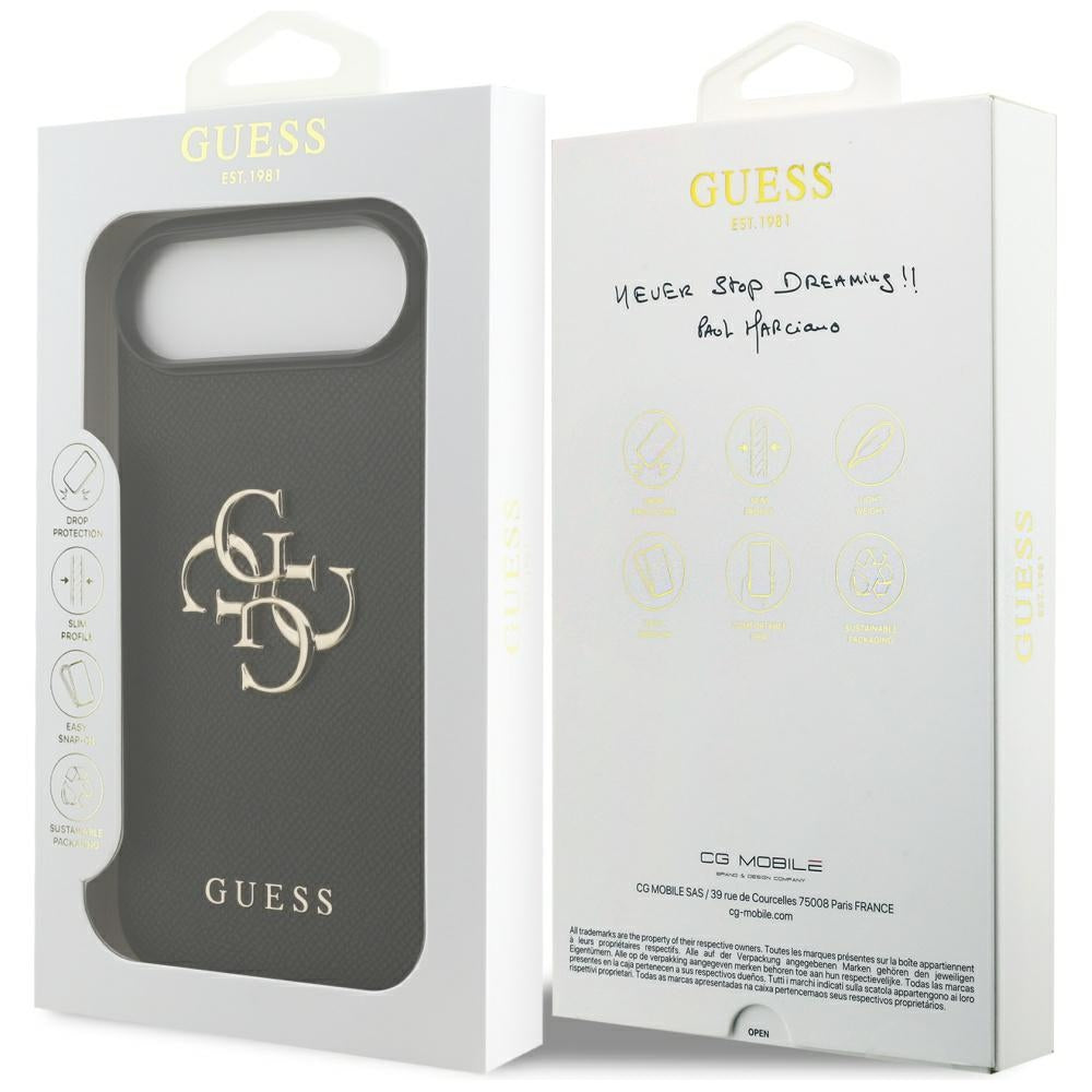 Tok Apple iPhone 17 Air-hoz, Guess, 4G Grained Big and Classic Logo, Fekete