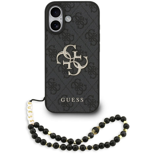 Tok Apple iPhone 17-hez, Guess, 4G Classic Logo pánttal, Fekete