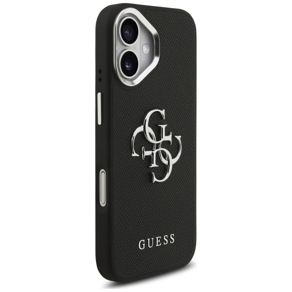 Tok Apple iPhone 17-hez, Guess, 4G Grained Big and Classic Logo, Fekete-Ezüst