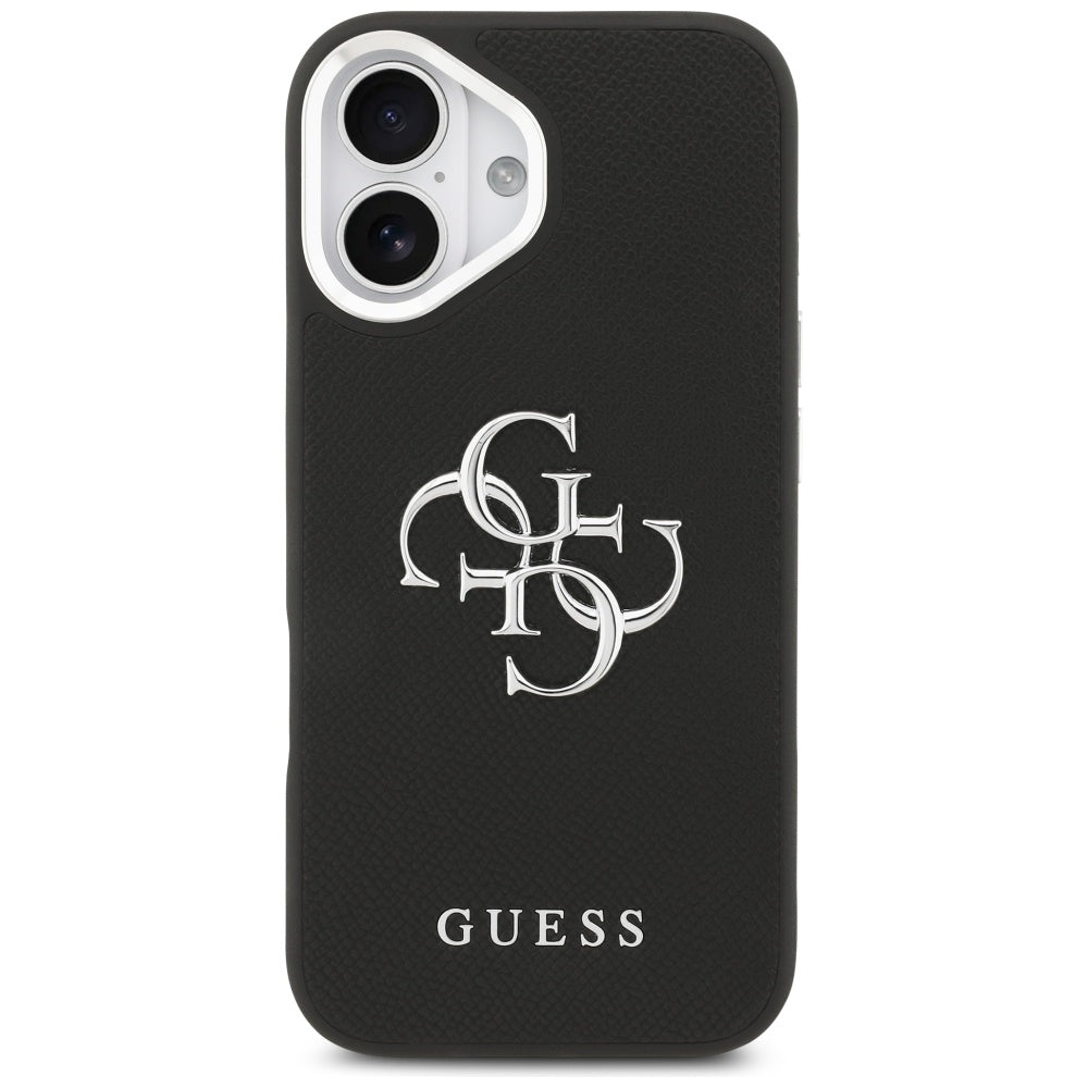 Tok Apple iPhone 17-hez, Guess, 4G Grained Big and Classic Logo, Fekete-Ezüst