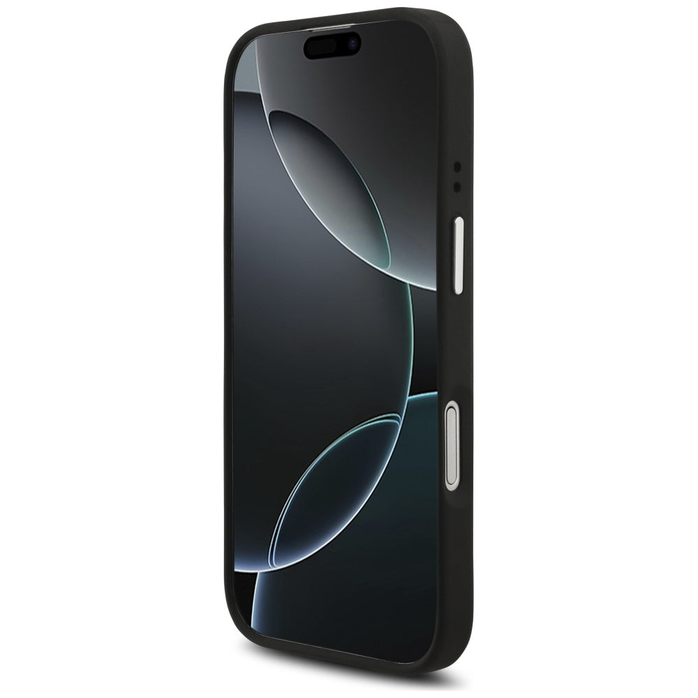 Tok Apple iPhone 17-hez, Guess, 4G Grained Big and Classic Logo, Fekete-Ezüst