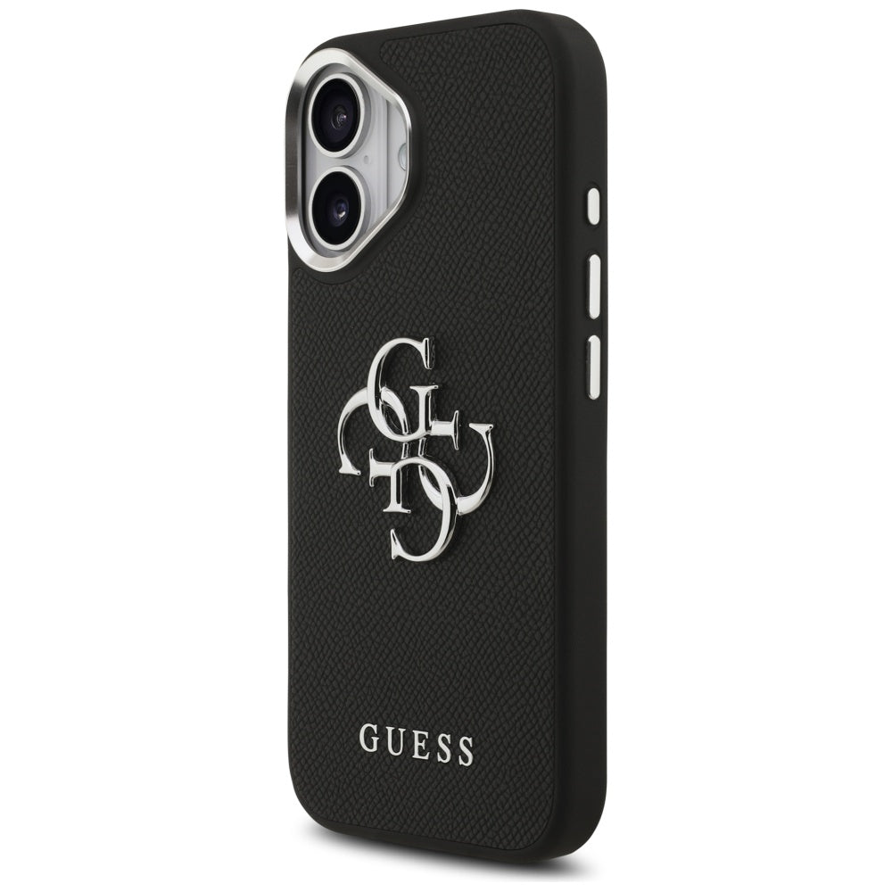 Tok Apple iPhone 17-hez, Guess, 4G Grained Big and Classic Logo, Fekete-Ezüst