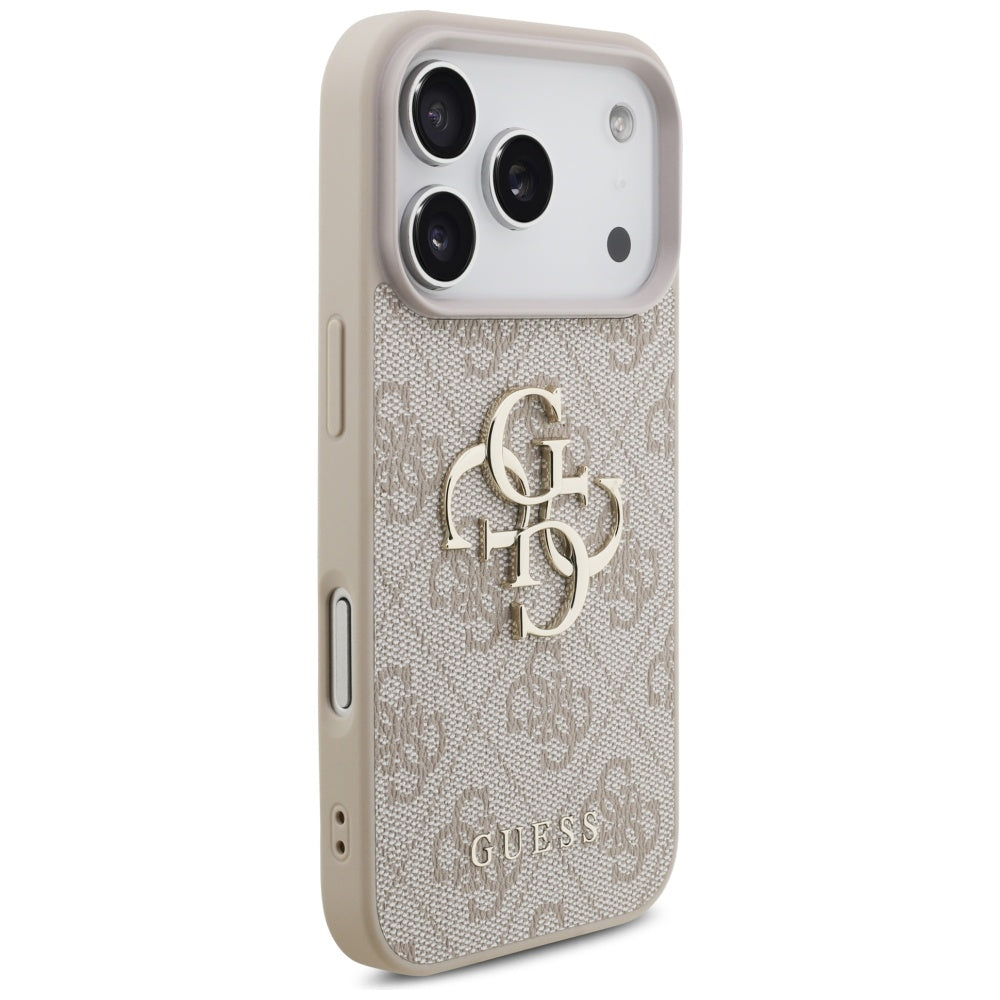 Tok Apple iPhone 17 Pro-hoz, Guess, 4G Classic Logo pánttal, Rózsaszín