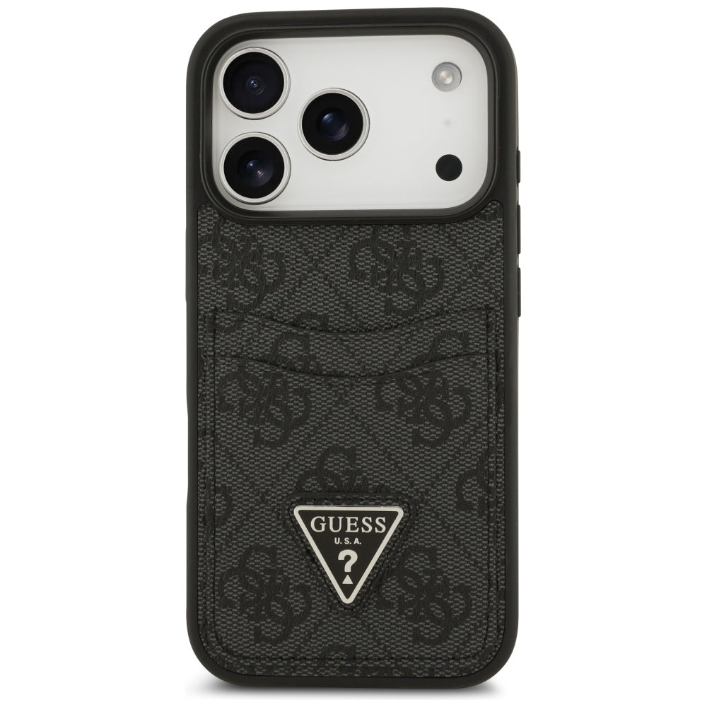 Tok a Apple iPhone 17 Pro-hoz, Guess, 4G Double Card Triangle, Fekete