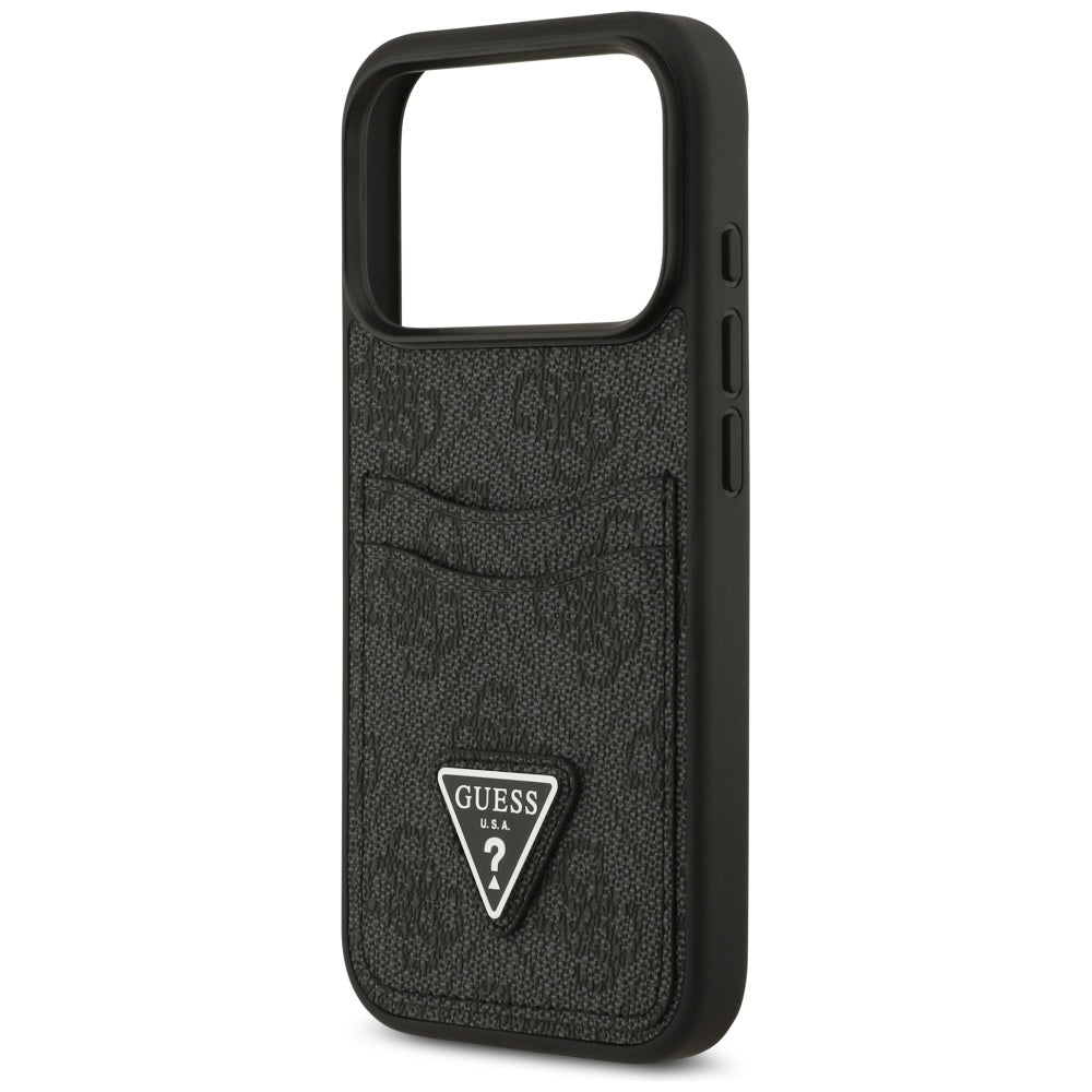 Tok a Apple iPhone 17 Pro-hoz, Guess, 4G Double Card Triangle, Fekete