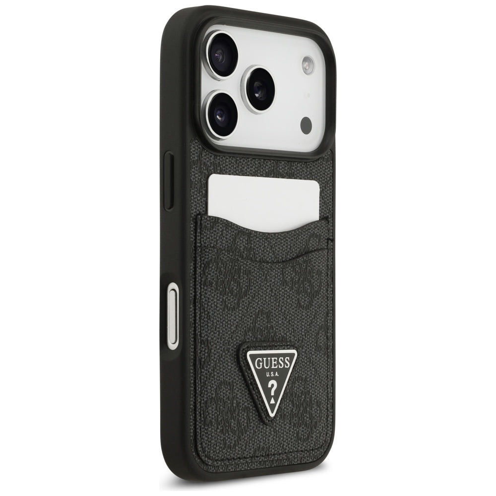 Tok a Apple iPhone 17 Pro-hoz, Guess, 4G Double Card Triangle, Fekete