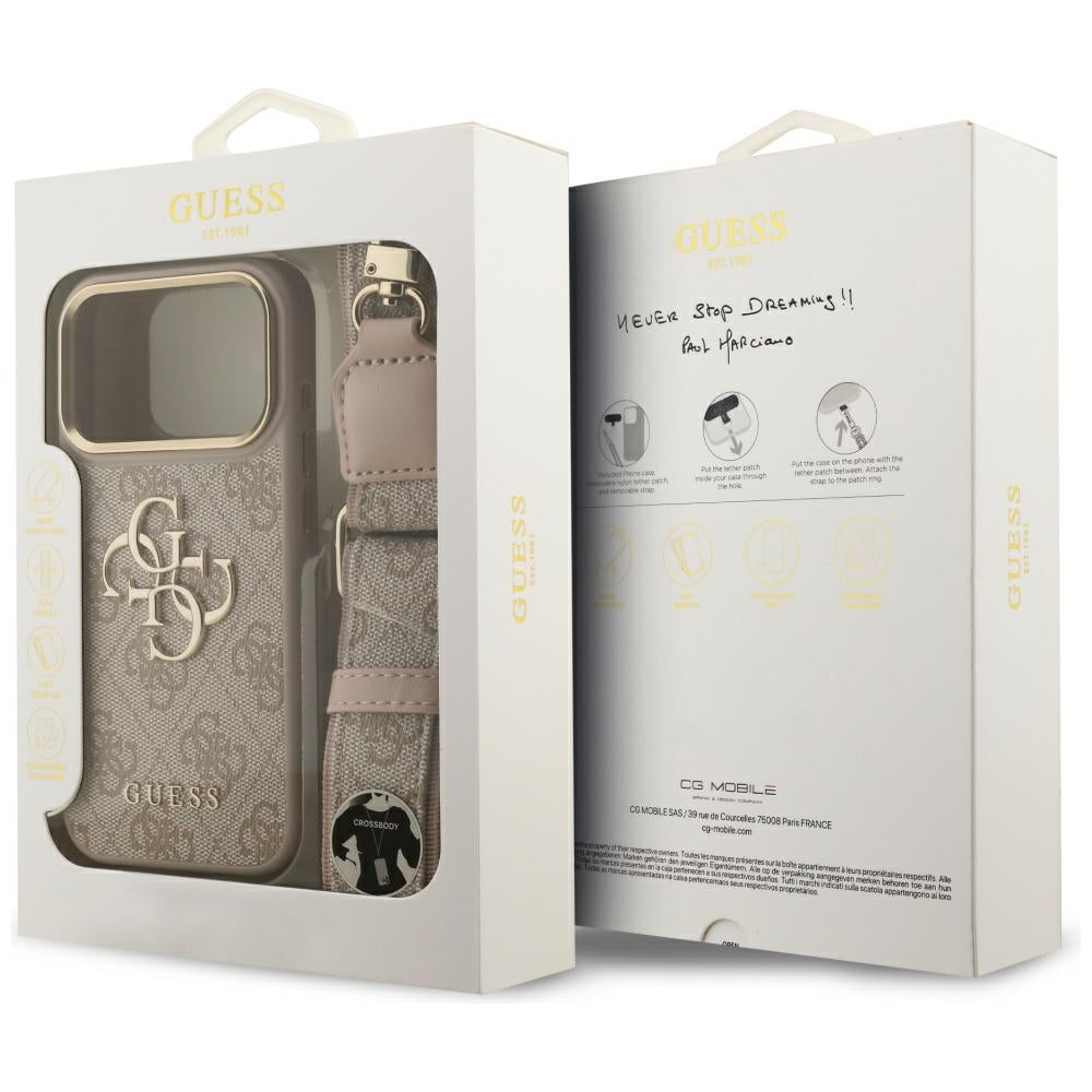 Tok Apple iPhone 17 Pro-hoz, Guess, Big 4G Classic Logo with Big Strap, Rózsaszín