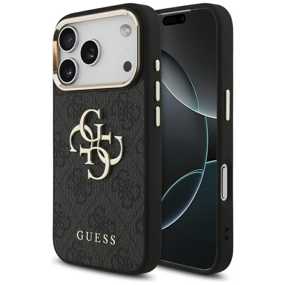 Tok Apple iPhone 17 Pro-hoz, Guess, Big 4G Logo Classic, Fekete Arany
