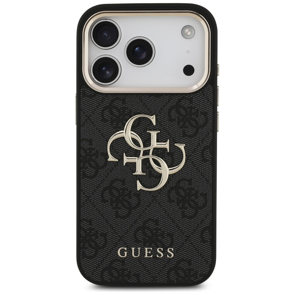 Tok Apple iPhone 17 Pro-hoz, Guess, Big 4G Logo Classic, Fekete Arany