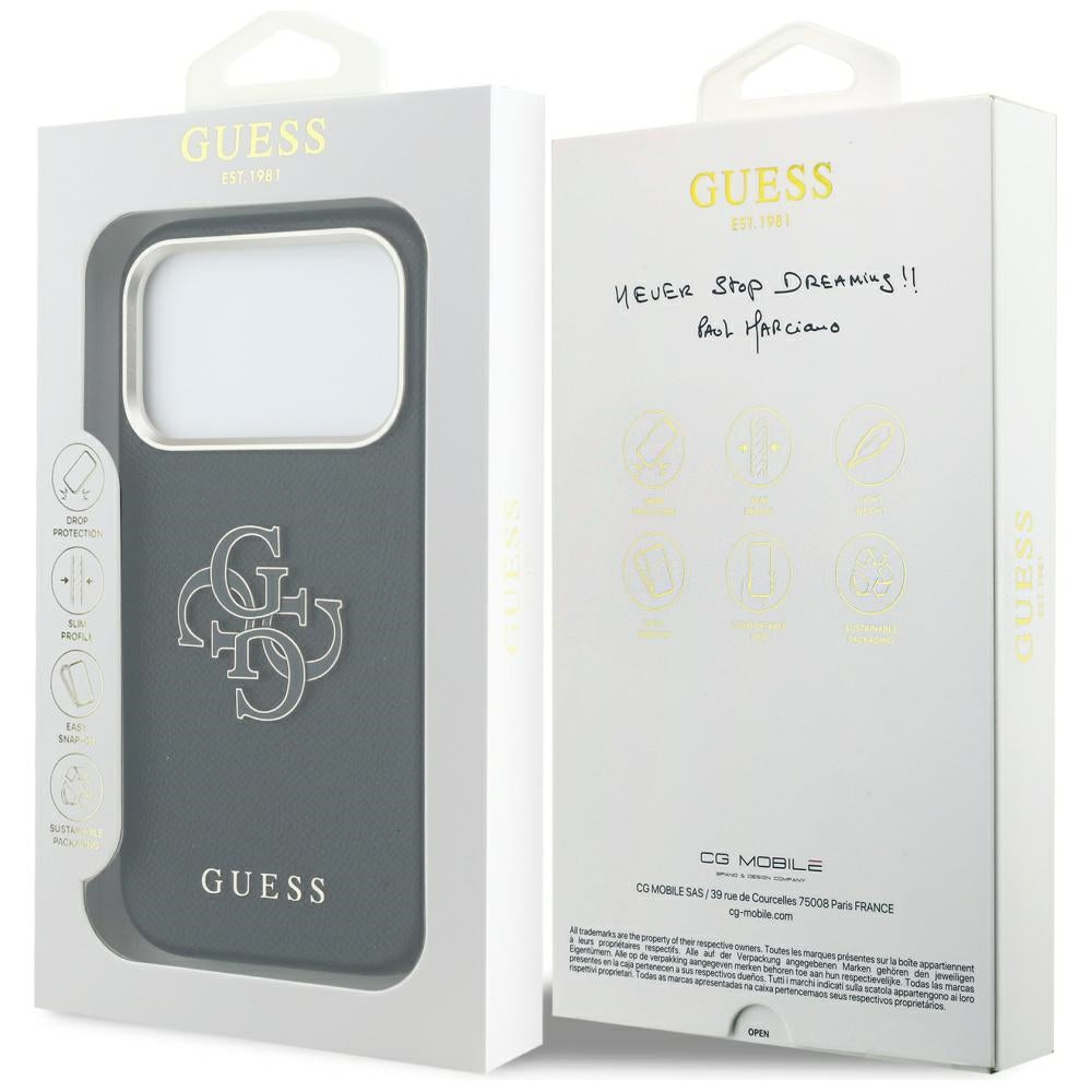 Tok a Apple iPhone 17 Pro-hoz, Guess, Resin Logo, Fekete