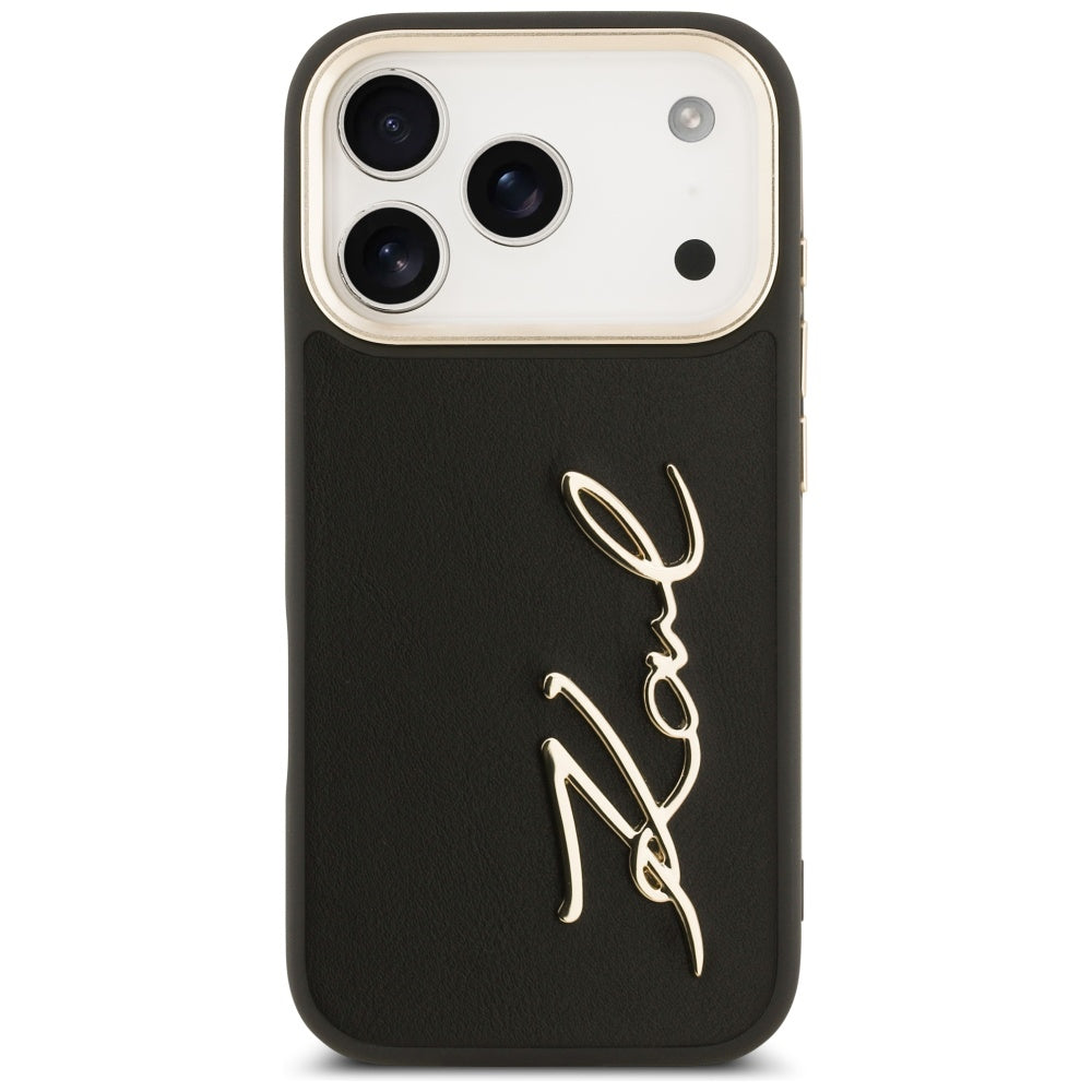 Tok a Apple iPhone 17 Pro-hoz, Karl Lagerfeld, Script Logo, Fekete