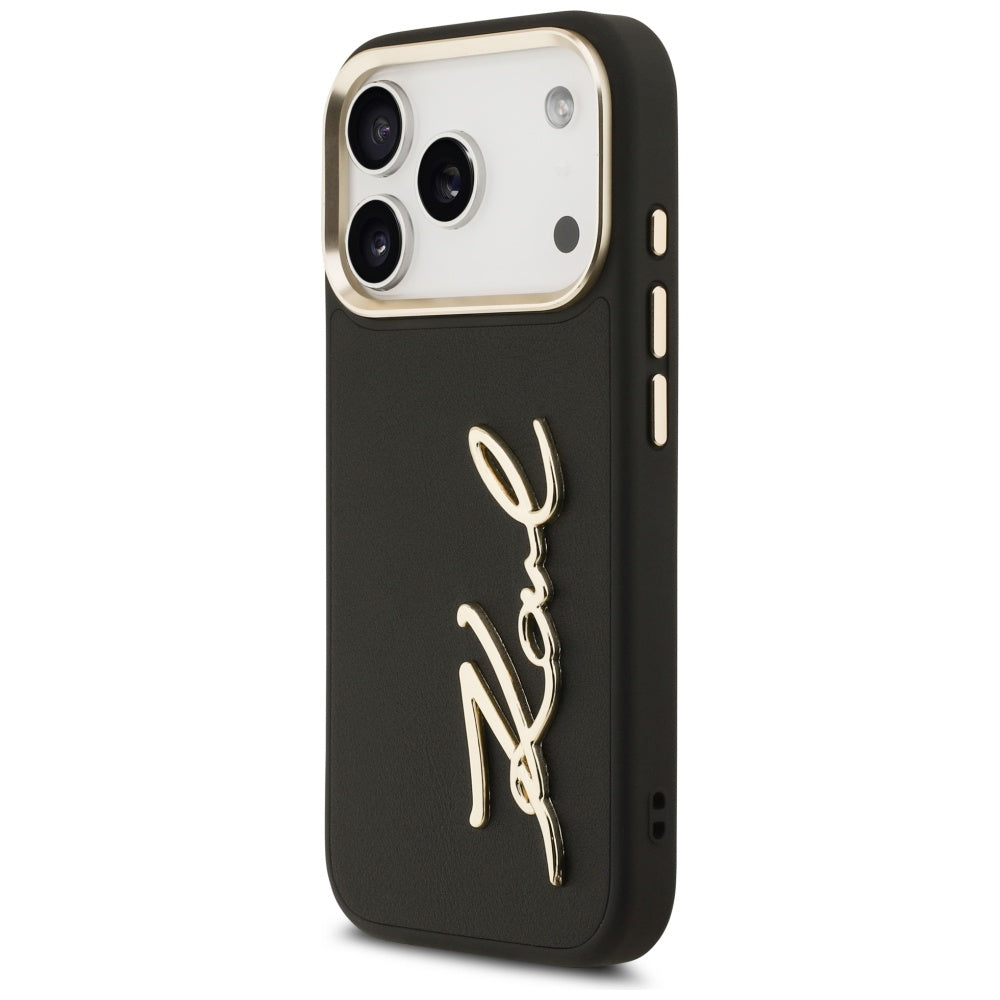 Tok a Apple iPhone 17 Pro-hoz, Karl Lagerfeld, Script Logo, Fekete