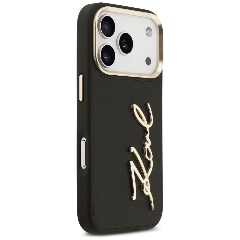 Tok a Apple iPhone 17 Pro-hoz, Karl Lagerfeld, Script Logo, Fekete