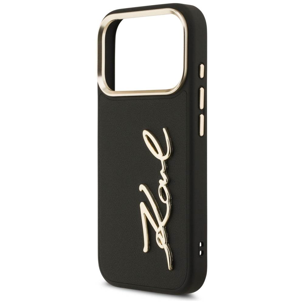 Tok a Apple iPhone 17 Pro-hoz, Karl Lagerfeld, Script Logo, Fekete