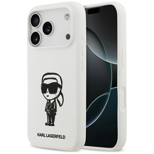 Tok Apple iPhone 17 Pro-hoz, Karl Lagerfeld, Sketch and Logo Karl, Fehér