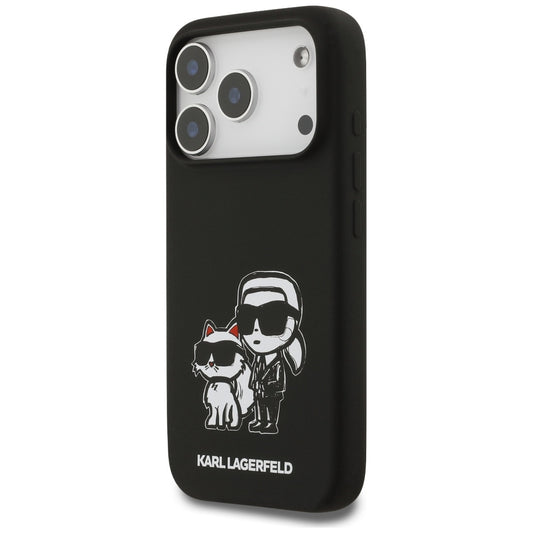 Tok Apple iPhone 17 Pro-hoz, Karl Lagerfeld, Sketch and Logo Karl & Choupette, Fekete