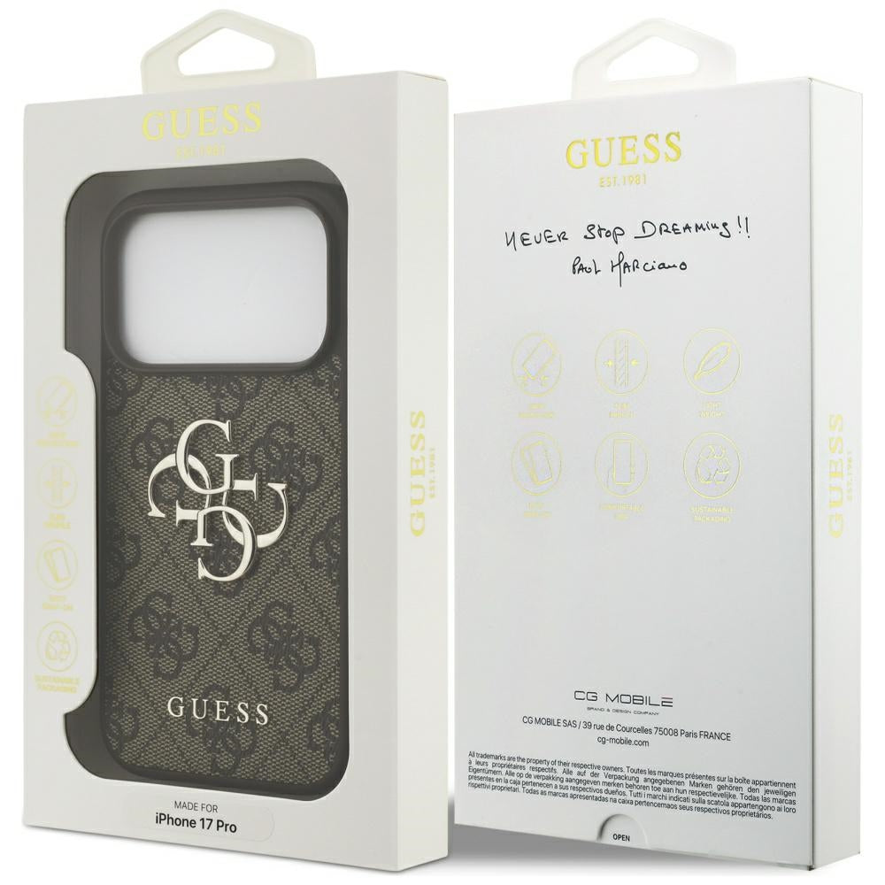 Tok a Apple iPhone 17 Pro Max-hoz, Guess, 4G Big Logo, Barna
